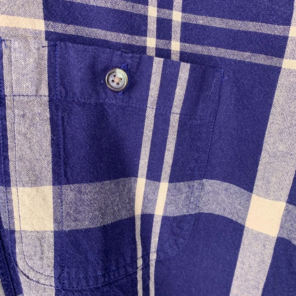 J Crew mens short sleeve plaid button down shirt large